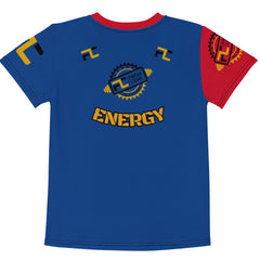 All-Over Print Kids Boys Crew Neck Athletic T-shirt - Red/ Blue ( FIRE/ ENERGY)