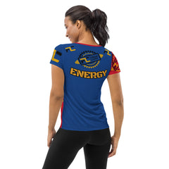 All-Over Print Women's Athletic T-shirt - Red/ Blue ( FIRE/ENERGY)
