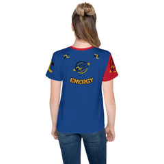 All-Over Print Youth Crew Neck Athletic T-shirt - Red/ Blue ( FIRE/ ENERGY)
